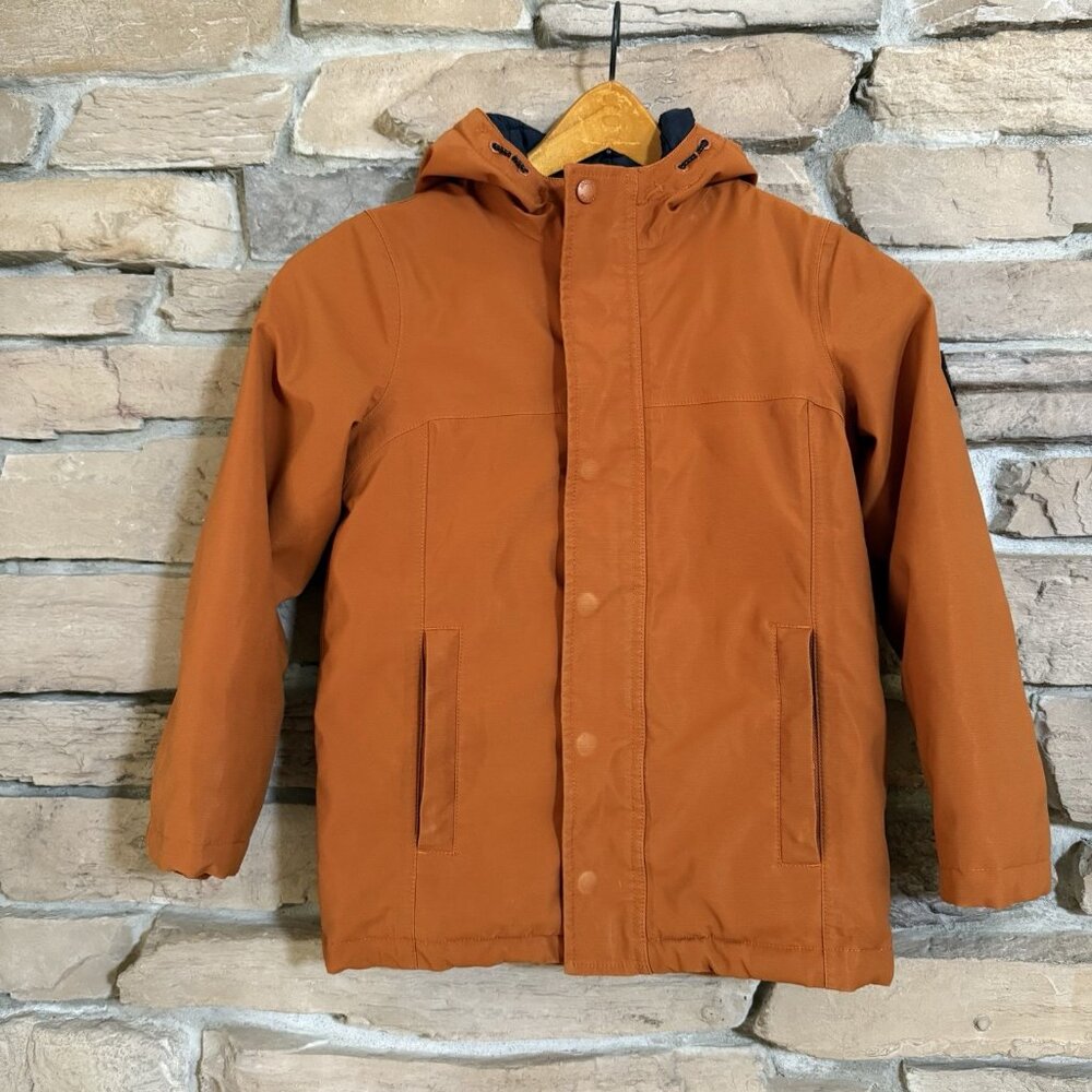 Joules Penbridge Waterproof Parka Boys Hooded Winter Coat Orange Navy Size 9Y